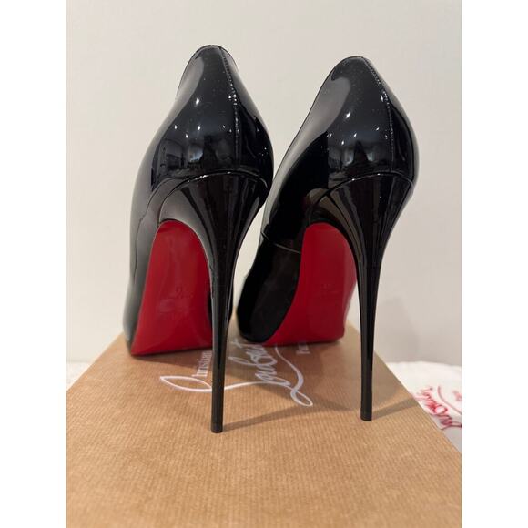 Christian Louboutin New Very Privé 120mm Black Patent Peep Toe Pumps Size 41 NEW - Picture 7 of 9